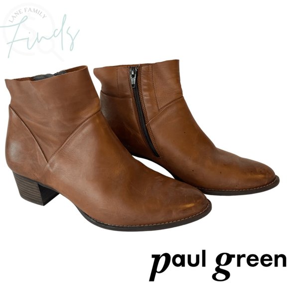 Paul Green Shoes - Paul Green - Designer Soft Camel Leather Ankle Booties - Sz: UK 4/US 6